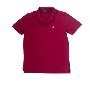James Bark Frenchie Bull Dog, Mens red polo shirt, size Medium,,New without Tags